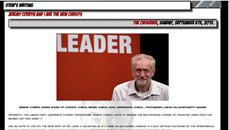 Stewart Lee - “Jeremy Corbyn and I are the new Christs” Guardian / Observer Article – 6th September 2015