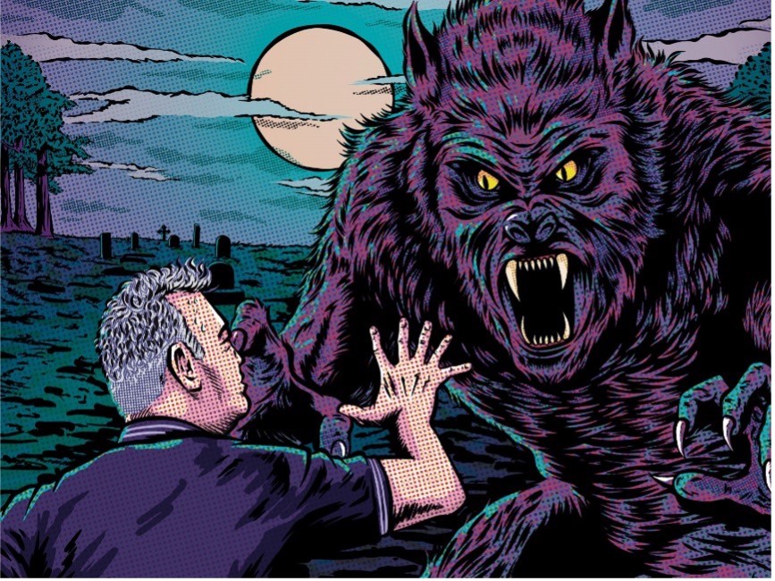 STEWART LEE vs THE MAN-WULF Artwork by Mark Reynolds STEWART LEE vs THE MAN-WULF Artwork by Mark Reynolds